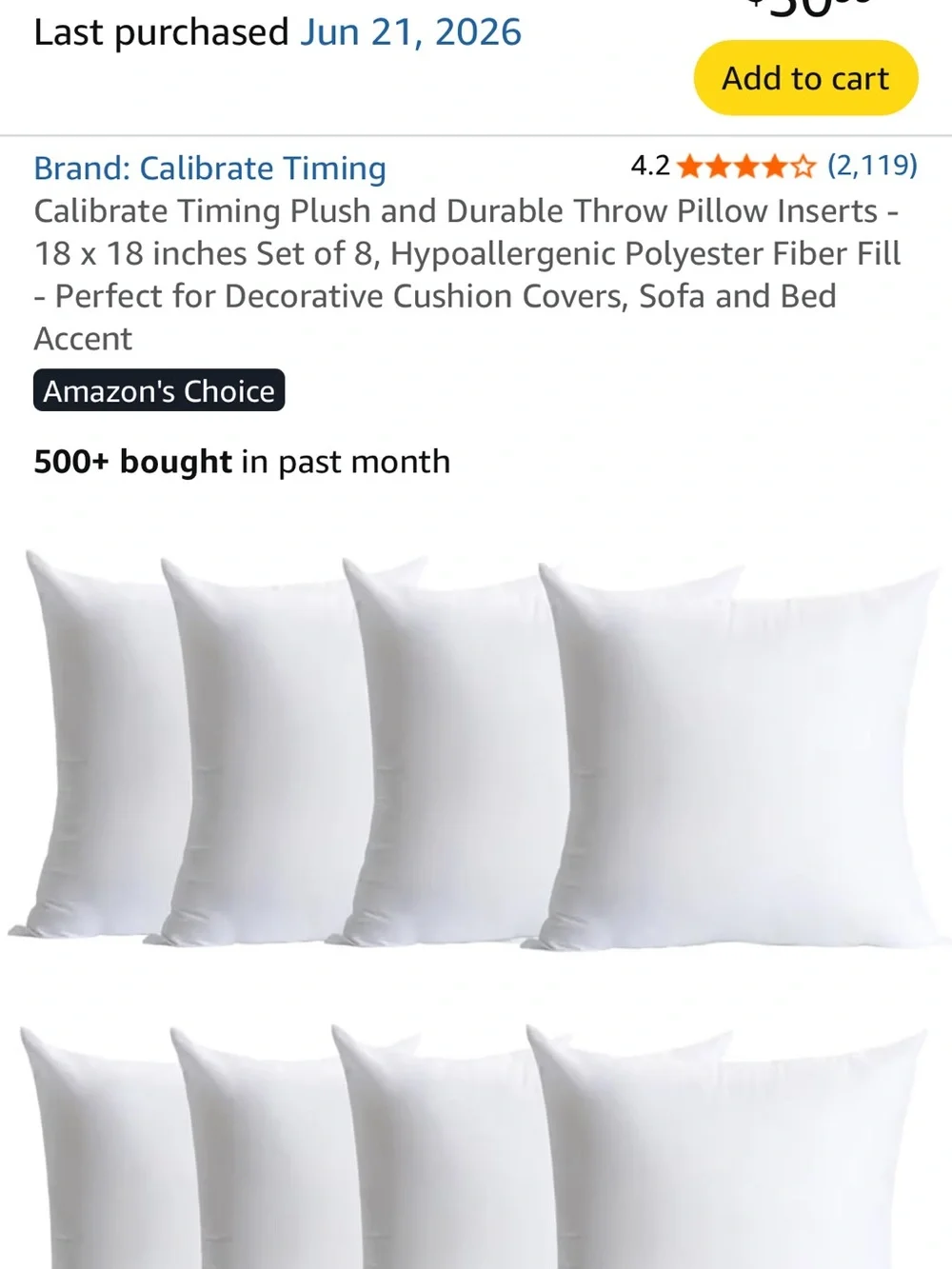 Premium White Throw Pillow Inserts - Soft Support (Set of 8)